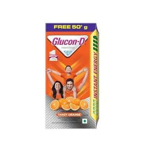 Glucon-D Tangy Orange Glucose Powder(75g + 50g Extra Free, Refill)| For Tasty & 