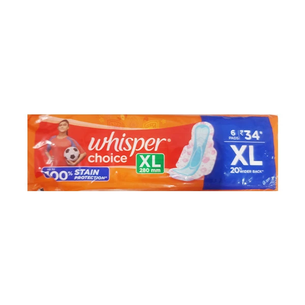 Whisper Choice Sanitary Pads (280mm) (XL) 6's