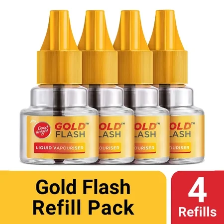 Good knight Gold Flash Liquid Vapourizer, Mosquito Repellent Refill 4 * 45 ml